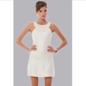 Lilly Pulitzer Wright Sq Jacquard GoldWhite Dress